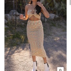 Nectar Clothing Knit Midi Skirt + crop top set